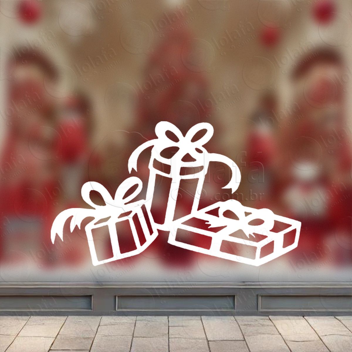 Presentes Adesivo de Natal para Vitrine, Parede, Porta - Fácil Remoção Mod:324