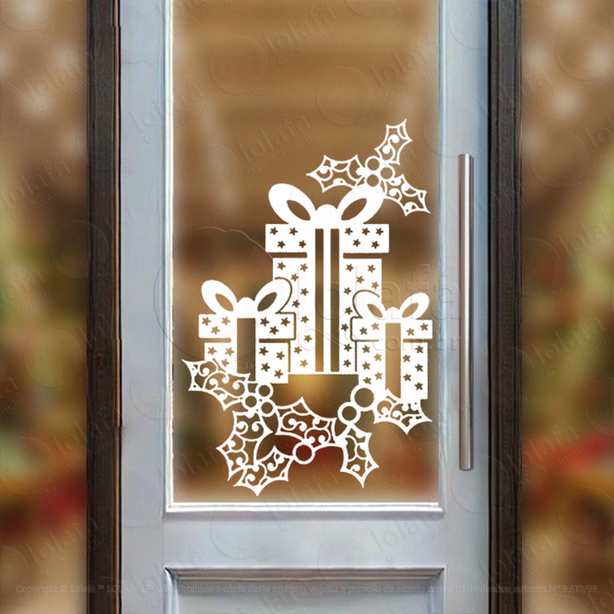 Presentes Adesivo de Natal para Vitrine, Parede, Porta - Fácil Remoção Mod:325