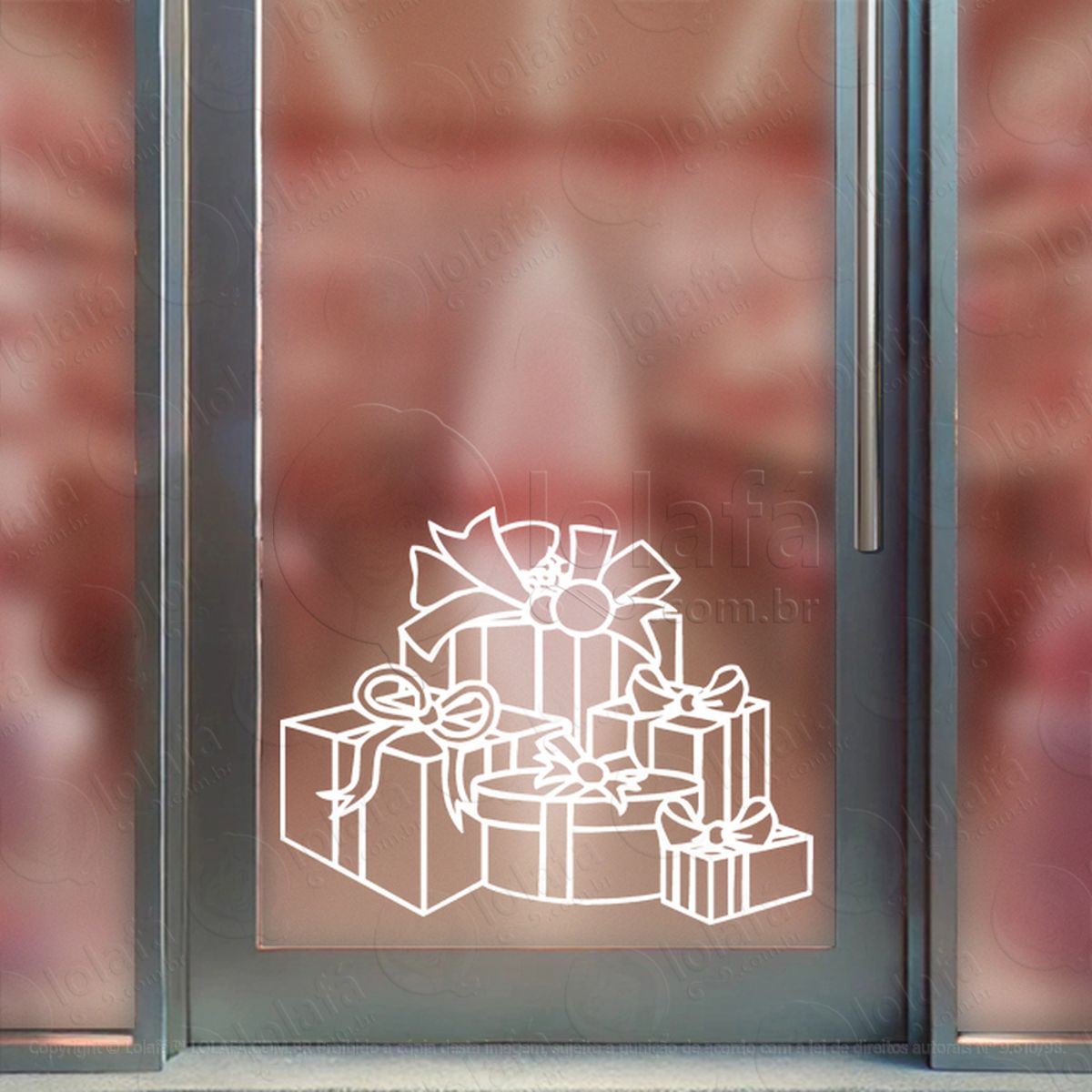 Presentes Adesivo de Natal para Vitrine, Parede, Porta - Fácil Remoção Mod:326