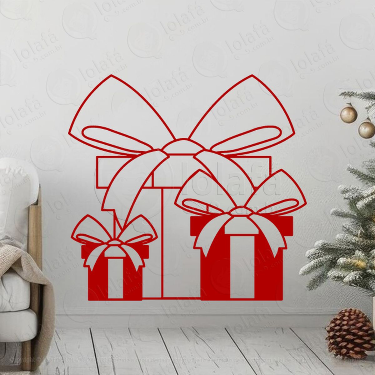 Presentes Adesivo de Natal para Vitrine, Parede, Porta - Fácil Remoção Mod:331