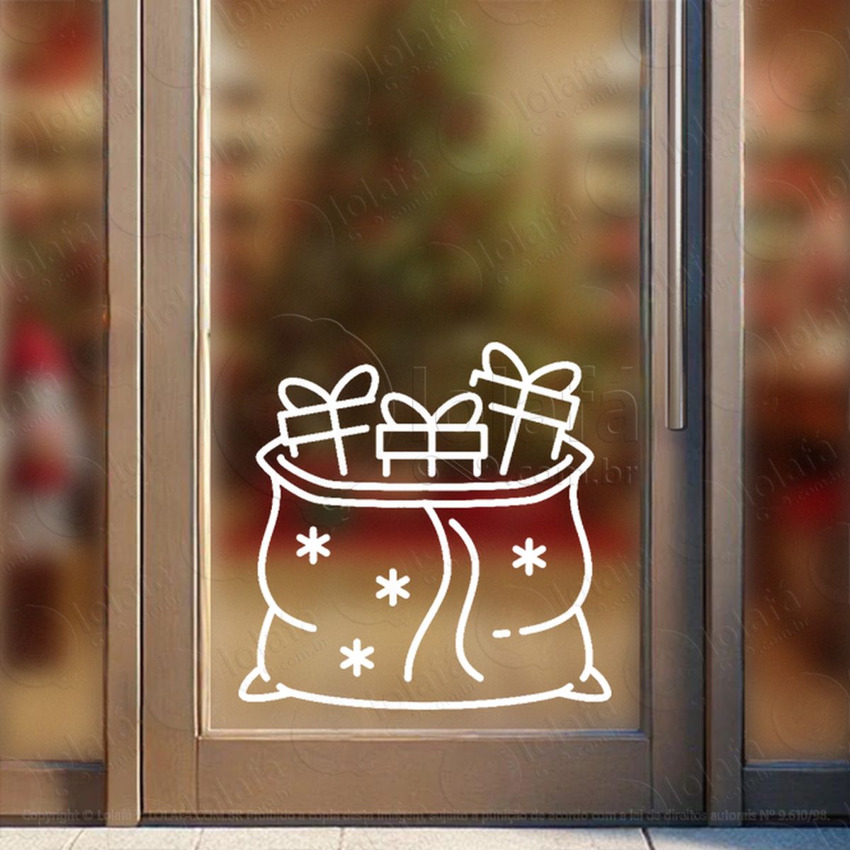 Sacola de Presentes Adesivo de Natal para Vitrine, Parede, Porta - Fácil Remoção Mod:332