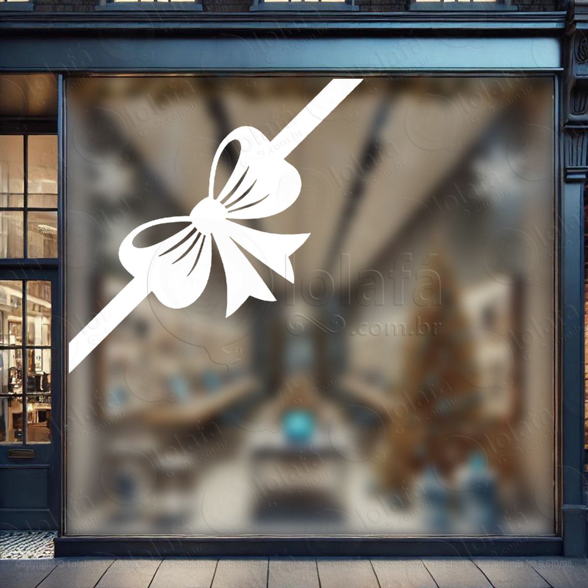 Laço de Presente Adesivo de Natal para Vitrine, Parede, Porta - Fácil Remoção Mod:333