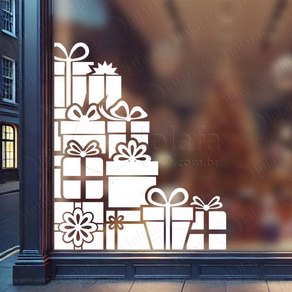 Presentes Adesivo de Natal para Vitrine, Parede, Porta - Fácil Remoção Mod:334
