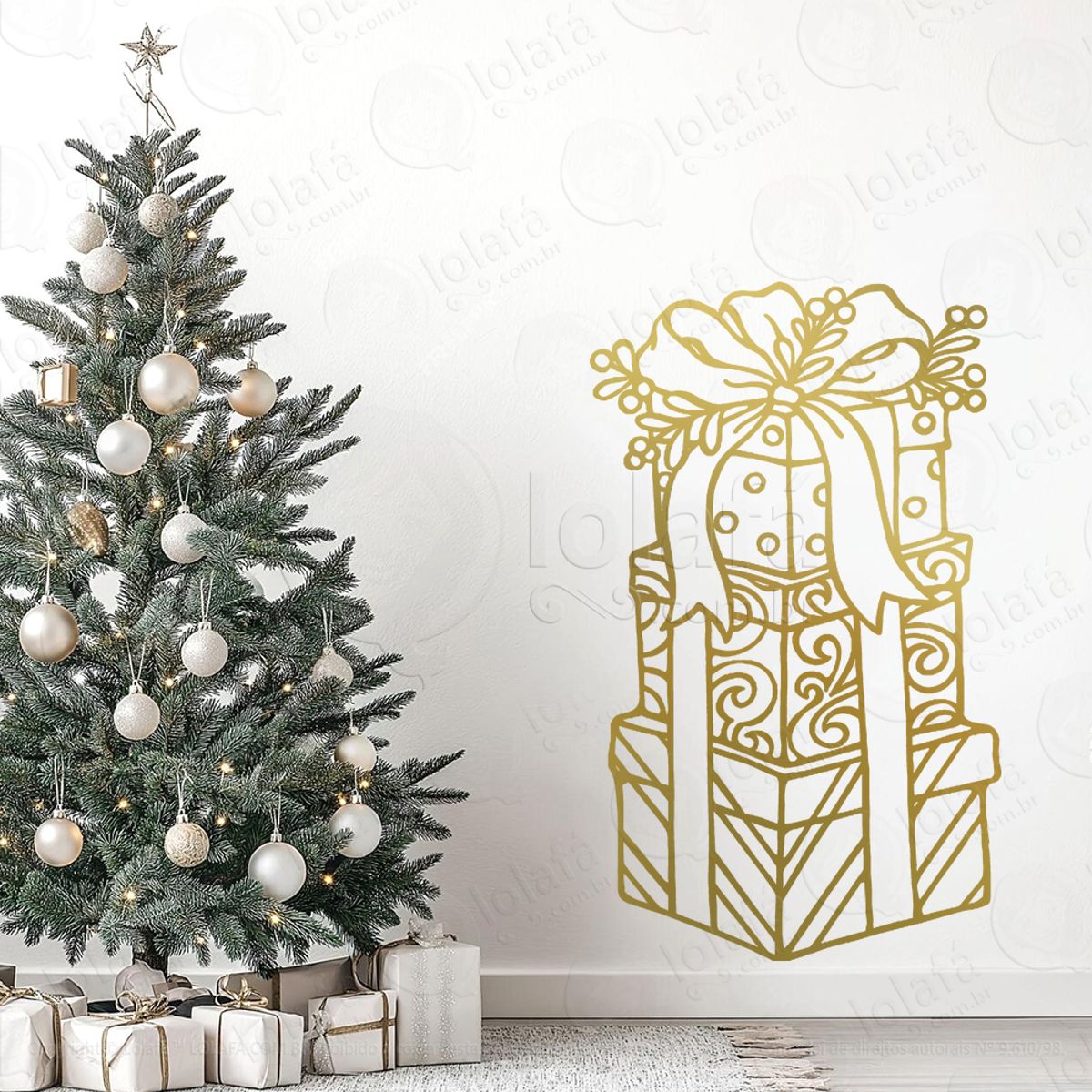 Presentes Adesivo de Natal para Vitrine, Parede, Porta - Fácil Remoção Mod:335