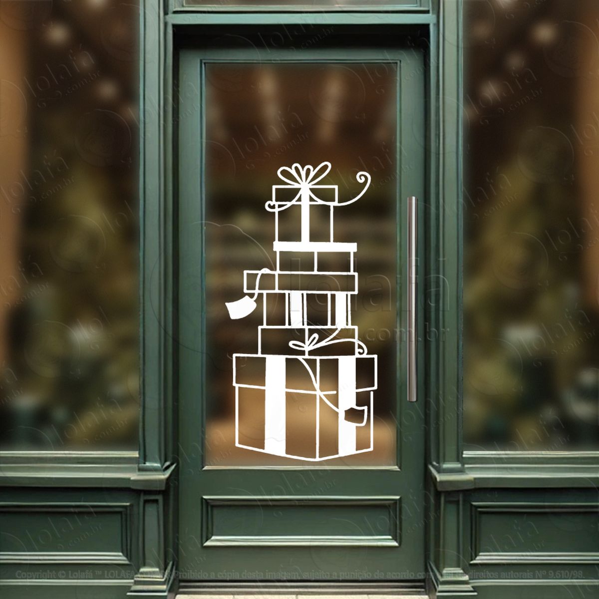 Presentes Adesivo de Natal para Vitrine, Parede, Porta - Fácil Remoção Mod:336