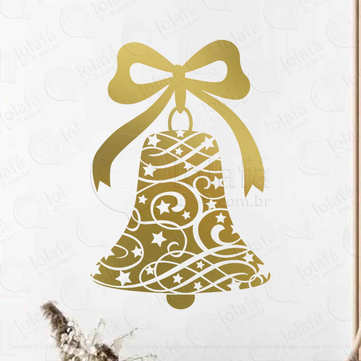 Sino de Natal Adesivo de Natal para Vitrine, Parede, Porta - Fácil Remoção Mod:343