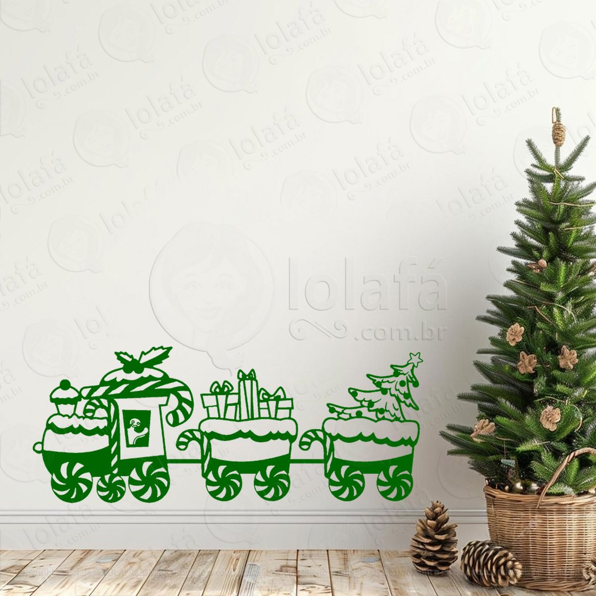 Trem do Natal Adesivo de Natal para Vitrine, Parede, Porta - Fácil Remoção Mod:349