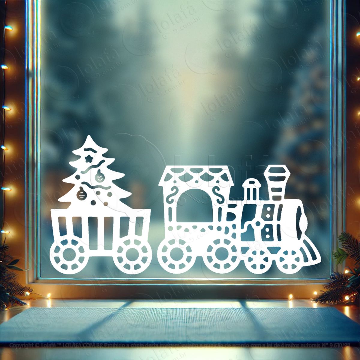 Trem do Natal Adesivo de Natal para Vitrine, Parede, Porta - Fácil Remoção Mod:352