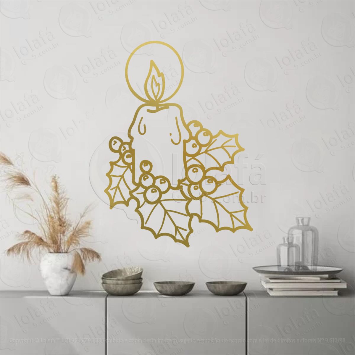 Vela de Natal Adesivo de Natal para Vitrine, Parede, Porta - Fácil Remoção Mod:354