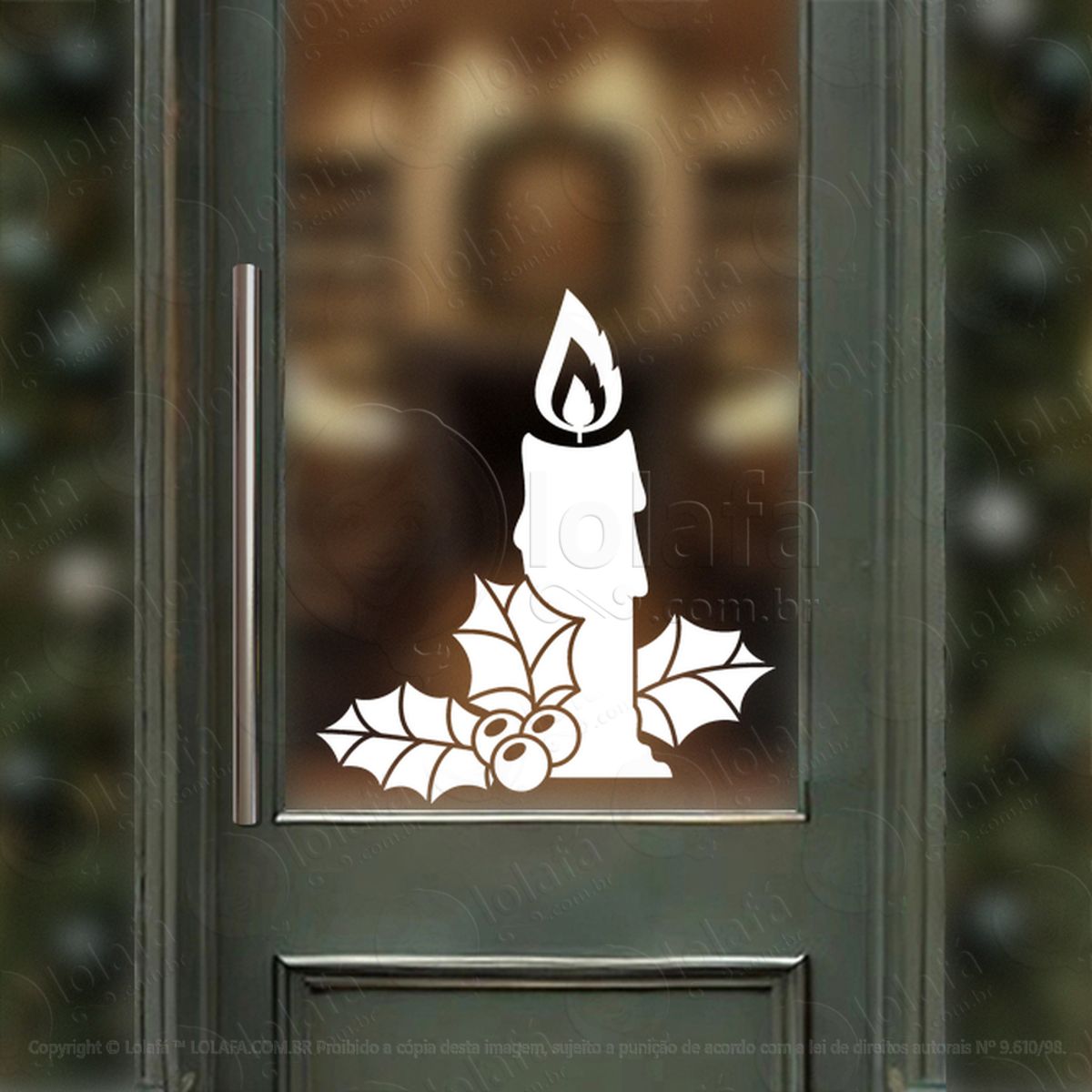 Vela de Natal Adesivo de Natal para Vitrine, Parede, Porta - Fácil Remoção Mod:356