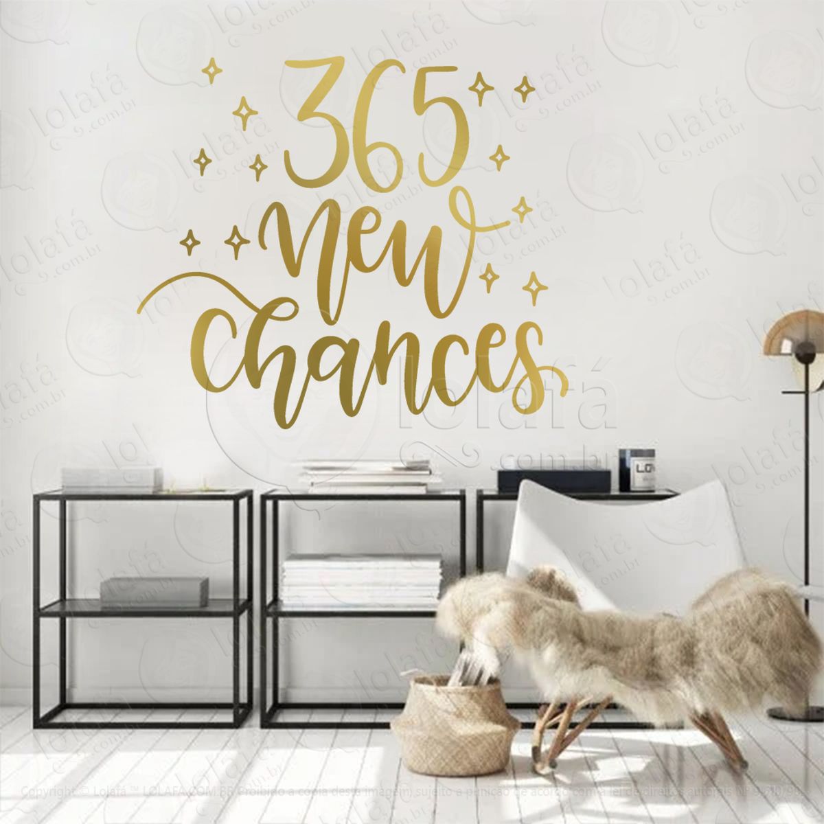 Frase de Fim de Ano 365 New Chances Adesivo de Natal para Vitrine, Parede, Porta - Fácil Remoção Mod:358