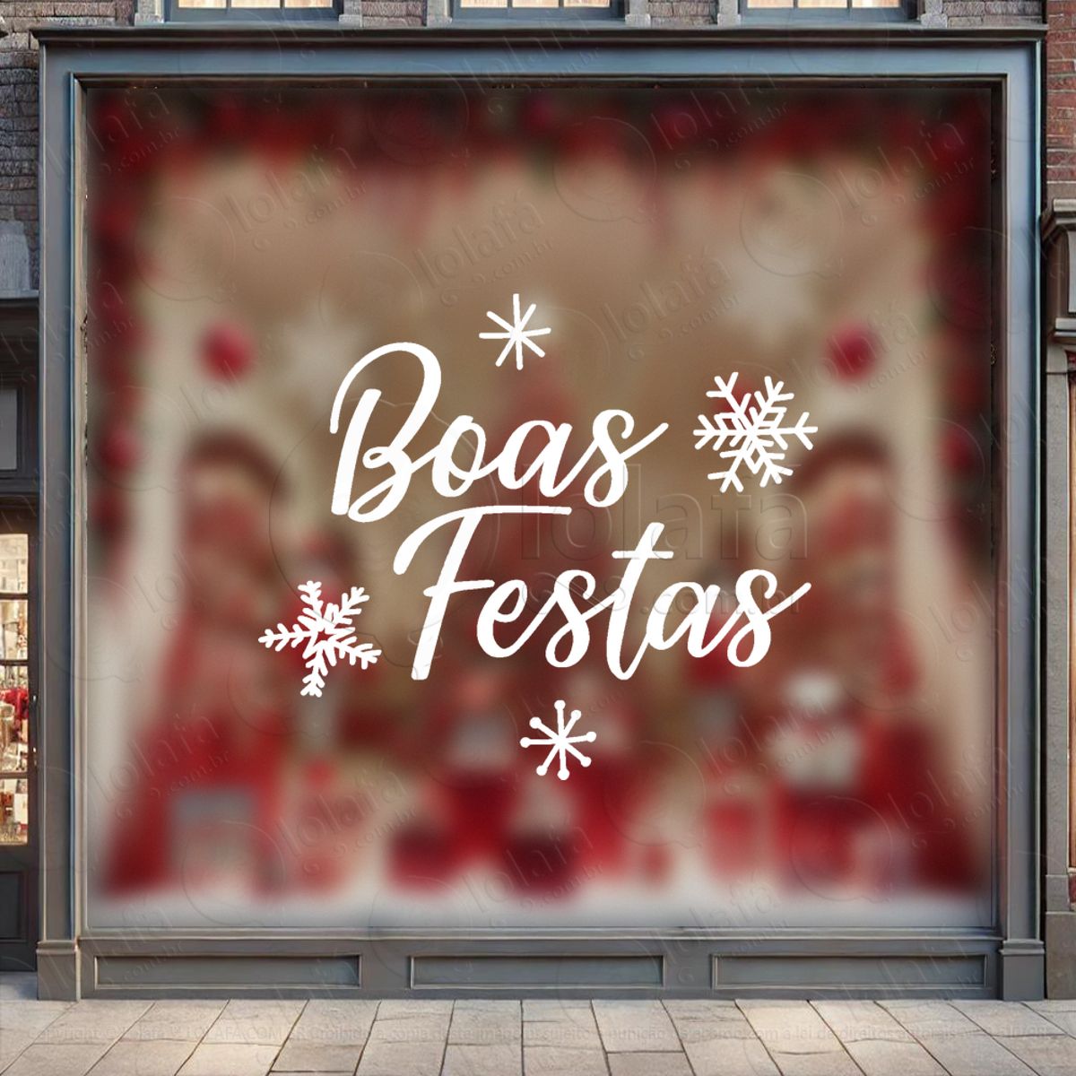 Frase de Fim de Ano Boas Festas Adesivo de Natal para Vitrine, Parede, Porta - Fácil Remoção Mod:359