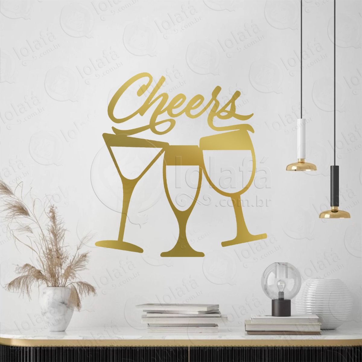 Frase de Fim de Ano Cheers e Taças Adesivo de Natal para Vitrine, Parede, Porta - Fácil Remoção Mod:363