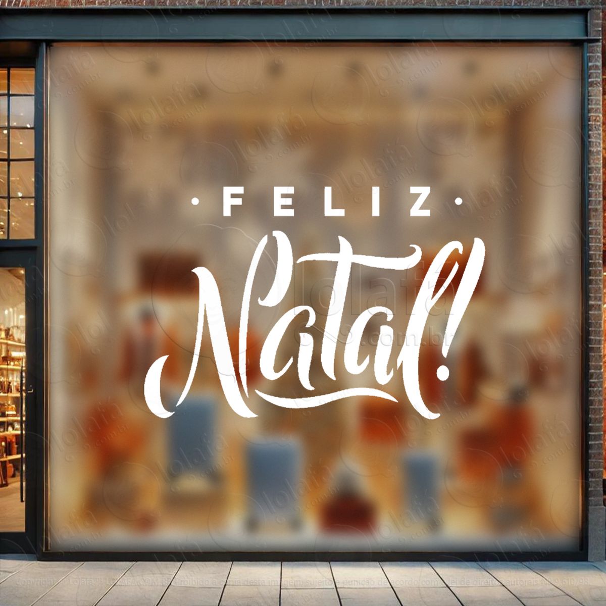 Frase Feliz Natal Adesivo de Natal para Vitrine, Parede, Porta - Fácil Remoção Mod:414