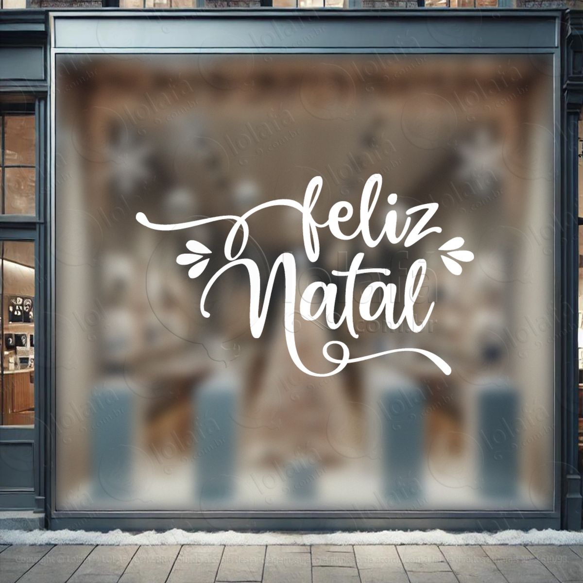 Frase Feliz Natal Adesivo de Natal para Vitrine, Parede, Porta - Fácil Remoção Mod:415