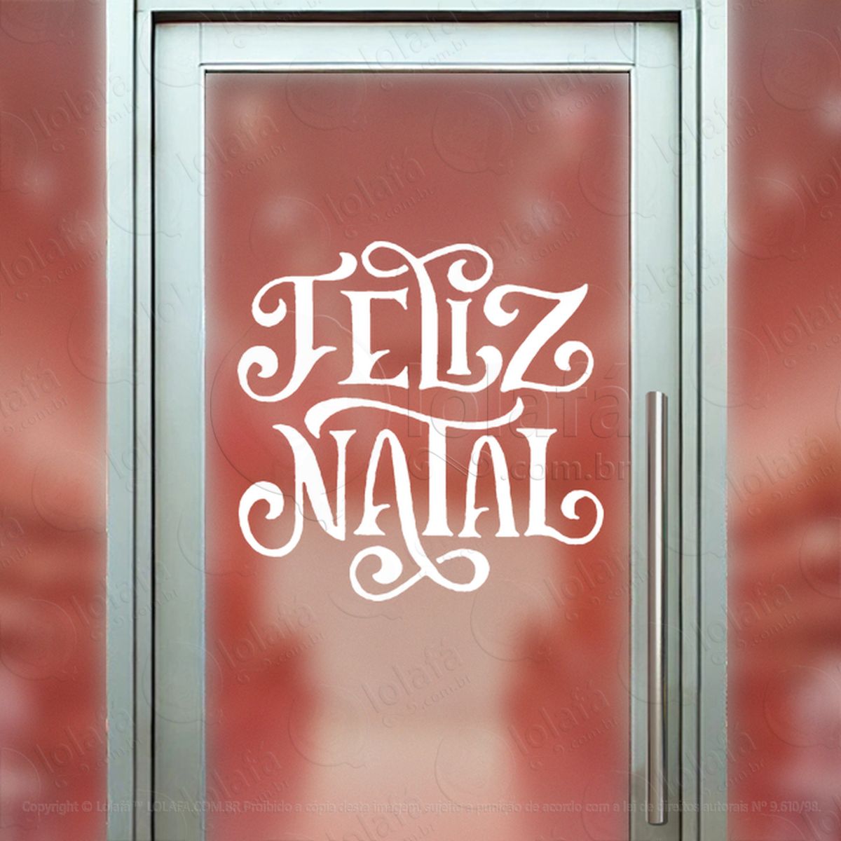 Frase Feliz Natal Adesivo de Natal para Vitrine, Parede, Porta - Fácil Remoção Mod:416