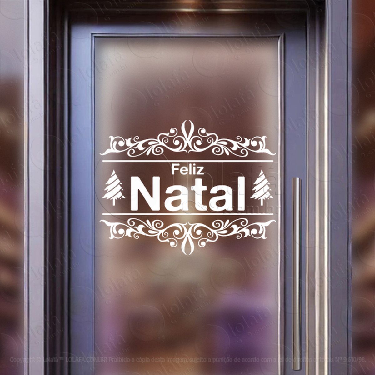 Frase Feliz Natal Adesivo de Natal para Vitrine, Parede, Porta - Fácil Remoção Mod:417