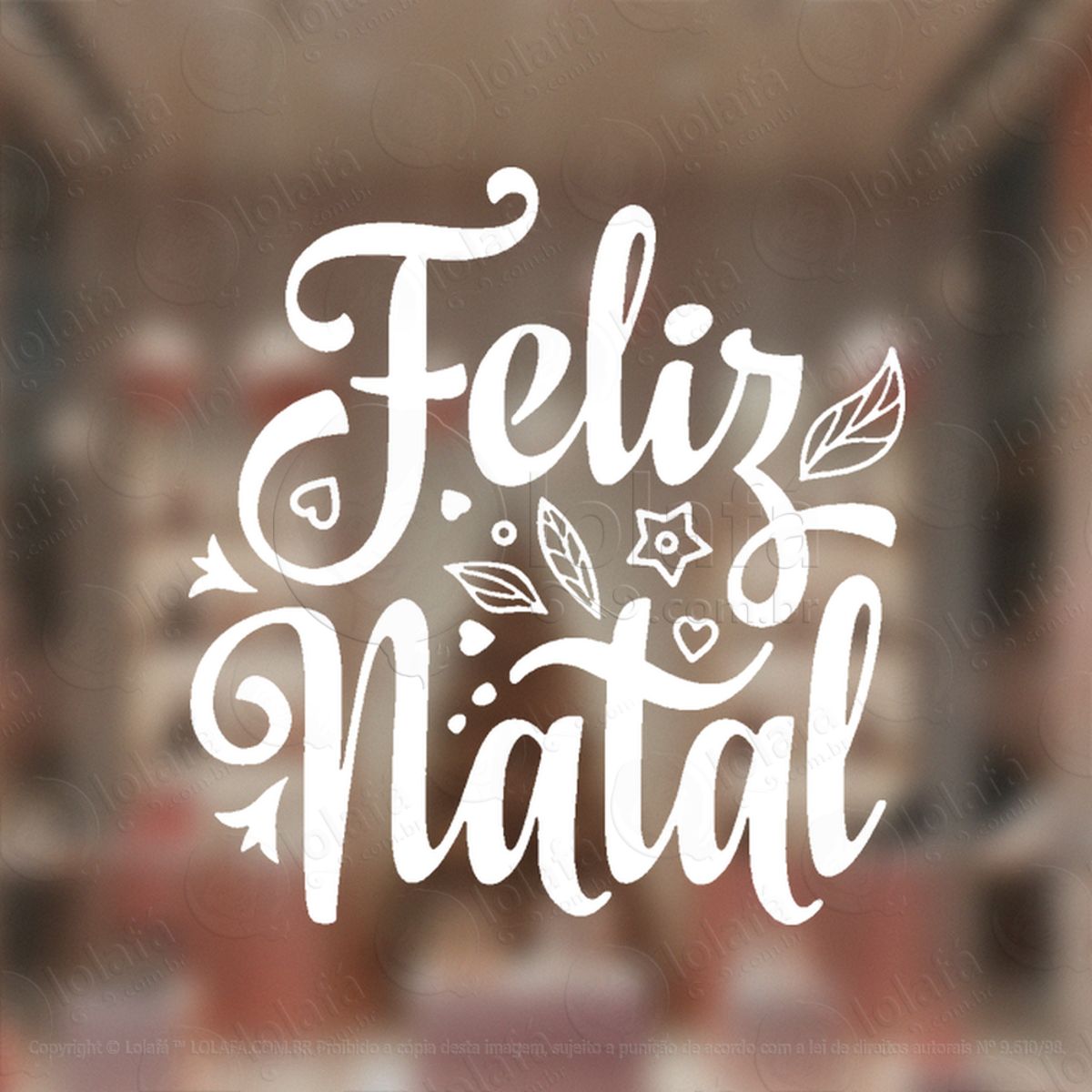 Frase Feliz Natal Adesivo de Natal para Vitrine, Parede, Porta - Fácil Remoção Mod:420
