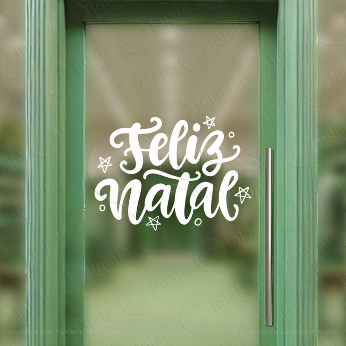 Frase Feliz Natal Adesivo de Natal para Vitrine, Parede, Porta - Fácil Remoção Mod:422