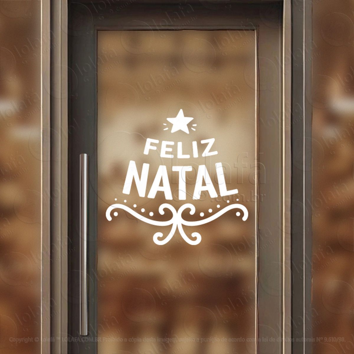 Frase Feliz Natal Adesivo de Natal para Vitrine, Parede, Porta - Fácil Remoção Mod:423