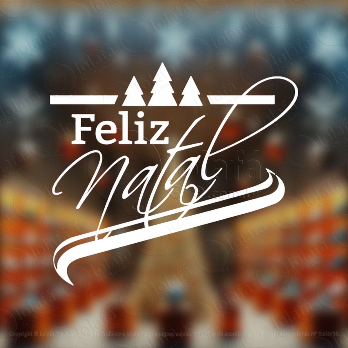 Frase Feliz Natal Adesivo de Natal para Vitrine, Parede, Porta - Fácil Remoção Mod:425