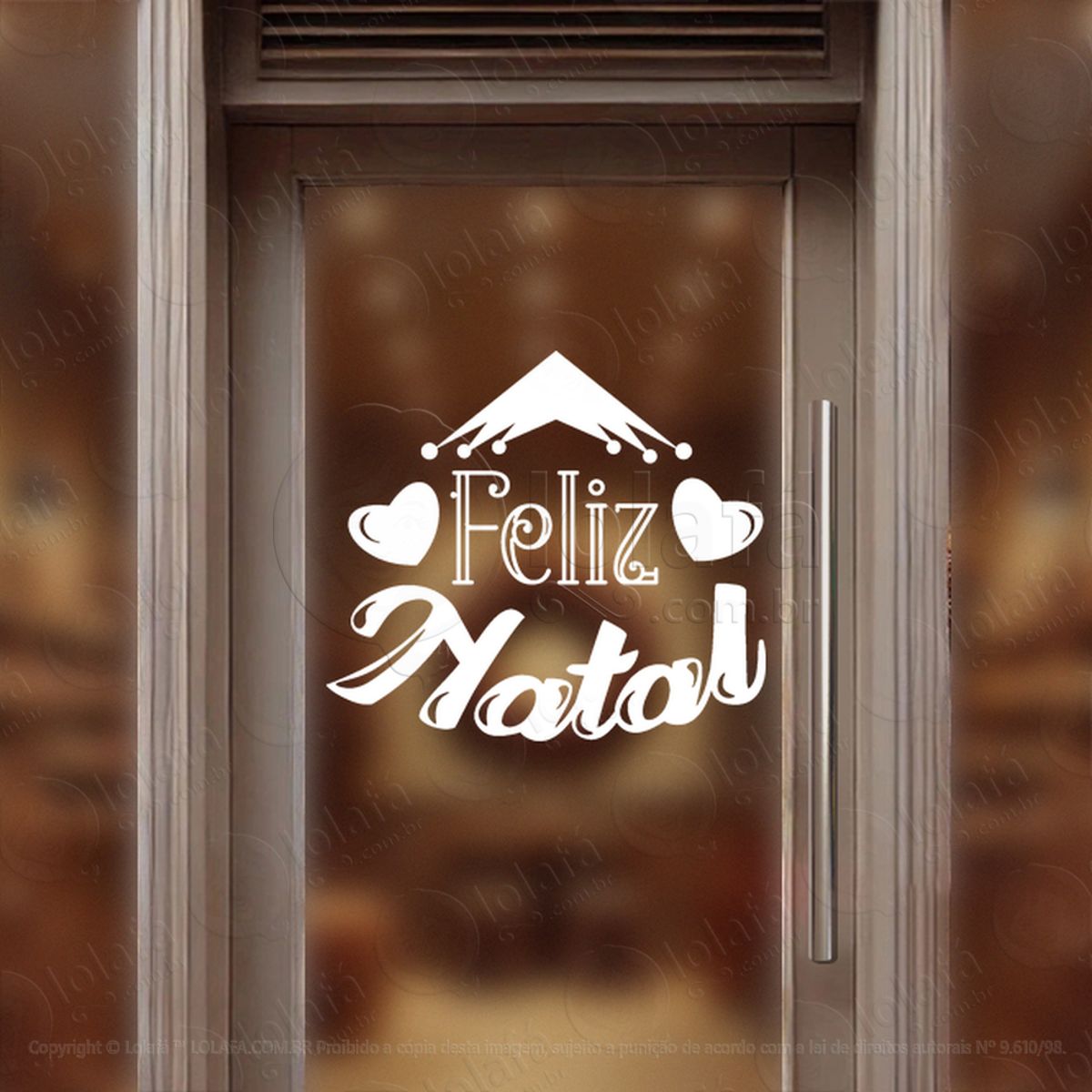 Frase Feliz Natal Adesivo de Natal para Vitrine, Parede, Porta - Fácil Remoção Mod:426