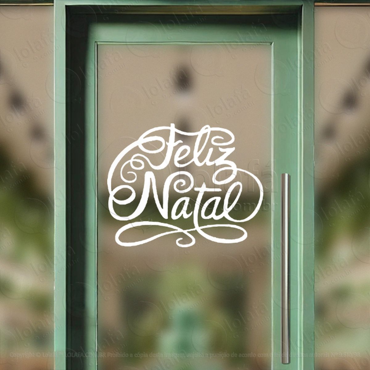 Frase Feliz Natal Adesivo de Natal para Vitrine, Parede, Porta - Fácil Remoção Mod:428