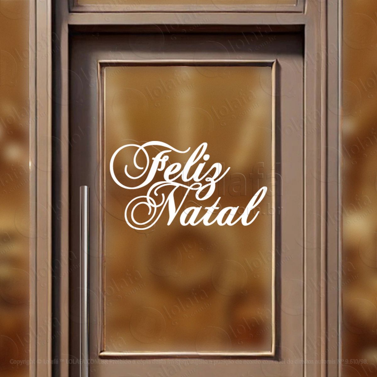 Frase Feliz Natal Adesivo de Natal para Vitrine, Parede, Porta - Fácil Remoção Mod:429