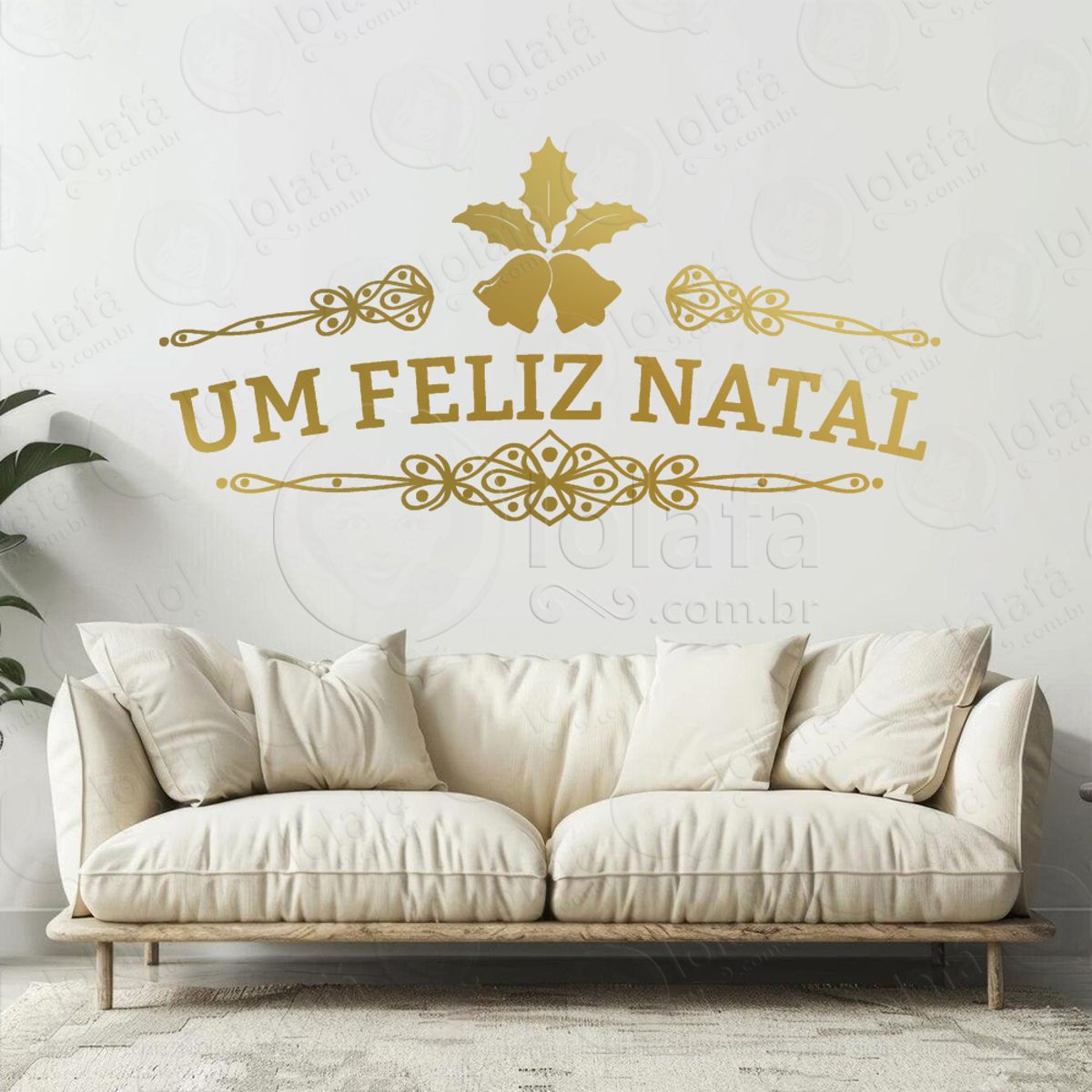 Frase Um Feliz Natal Adesivo de Natal para Vitrine, Parede, Porta - Fácil Remoção Mod:431
