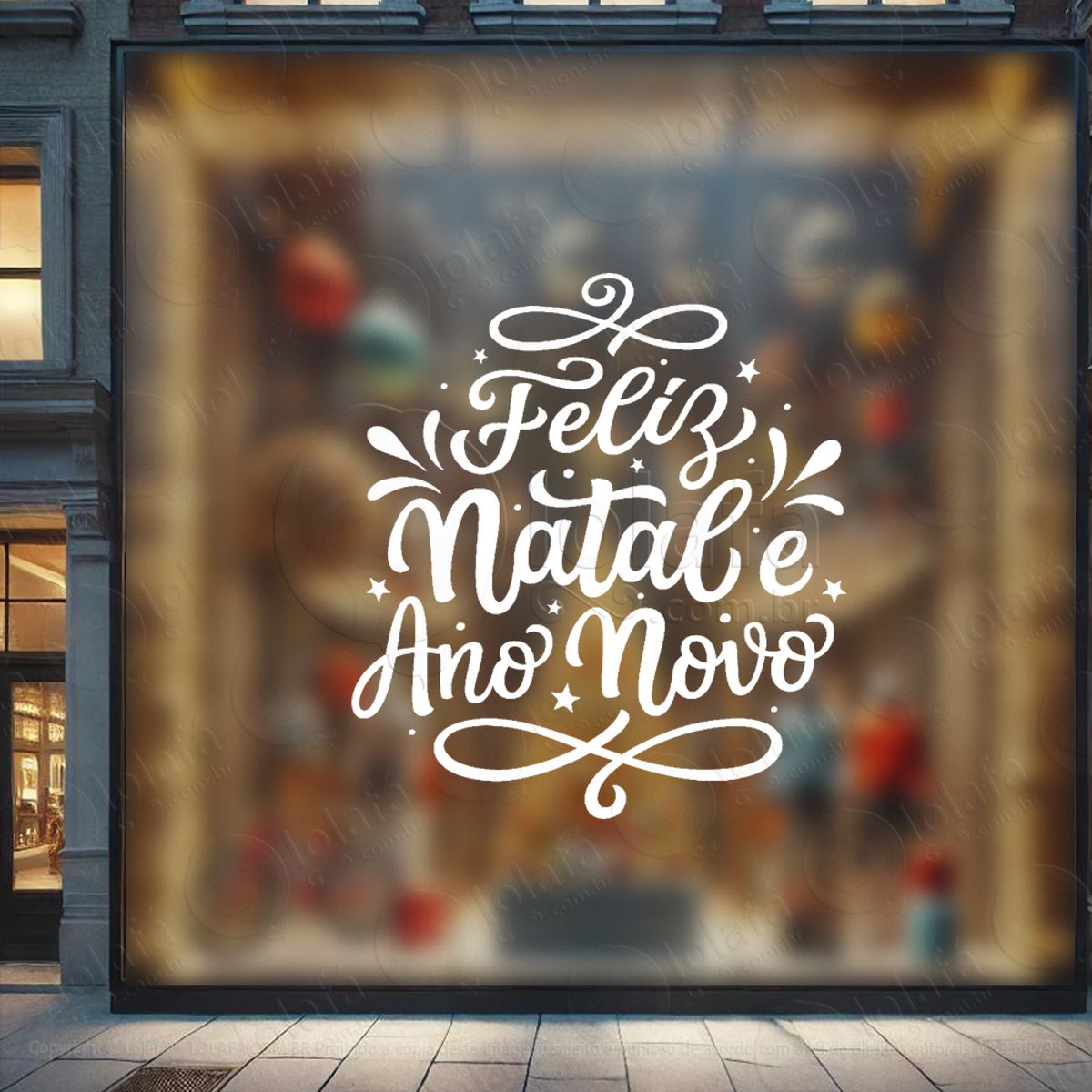 Frase Feliz Natal e Ano Novo Adesivo de Natal para Vitrine, Parede, Porta - Fácil Remoção Mod:432