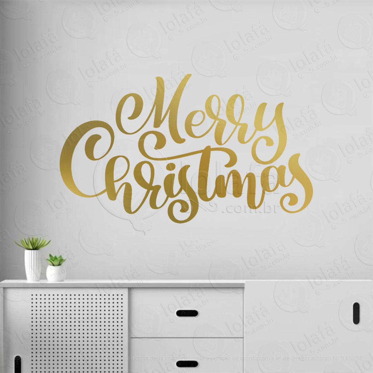 Frase Merry Christmas Adesivo de Natal para Vitrine, Parede, Porta - Fácil Remoção Mod:446