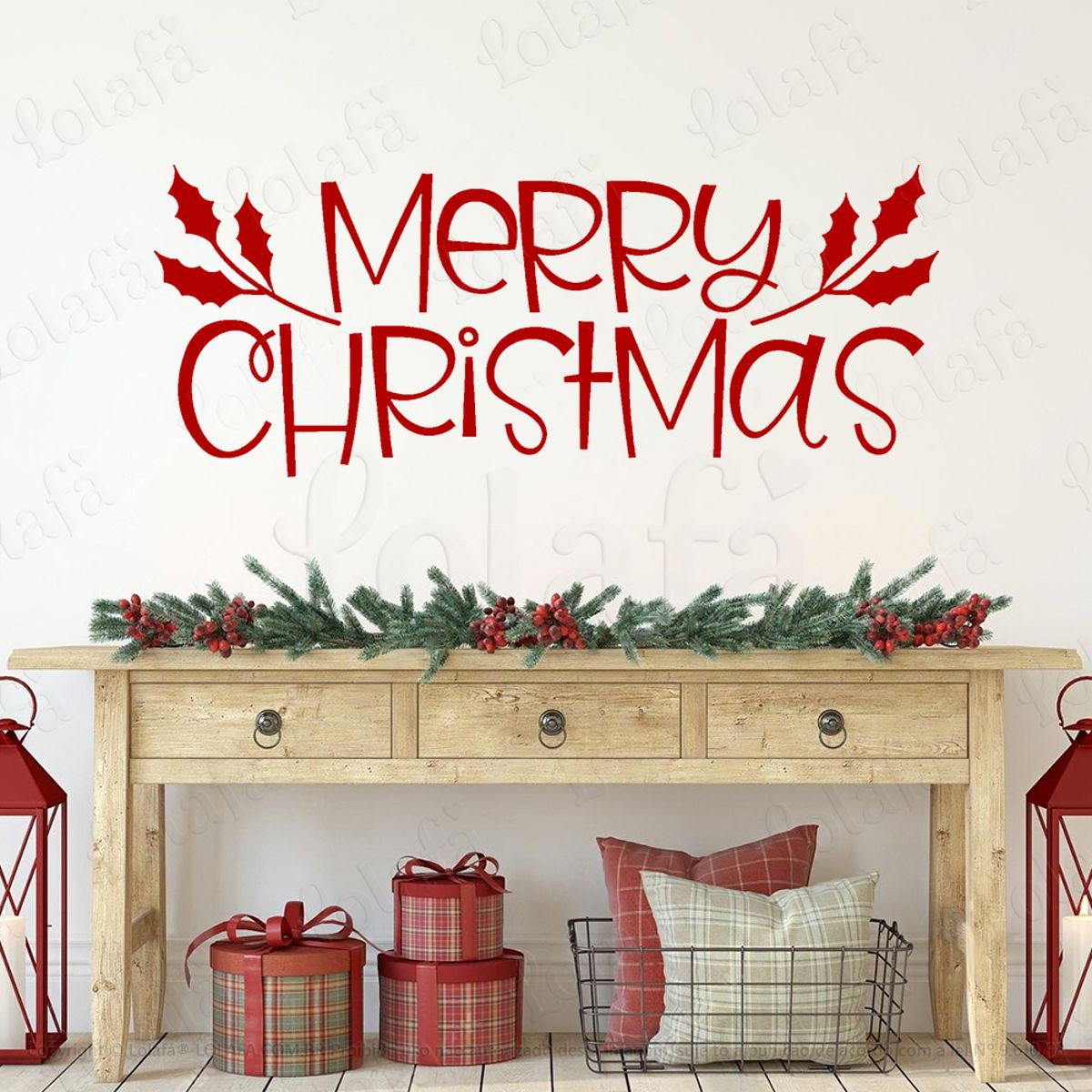 Frase Merry Christmas Adesivo de Natal para Vitrine, Parede, Porta - Fácil Remoção Mod:455
