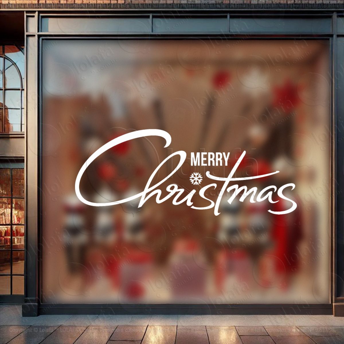 Frase Merry Christmas Adesivo de Natal para Vitrine, Parede, Porta - Fácil Remoção Mod:459