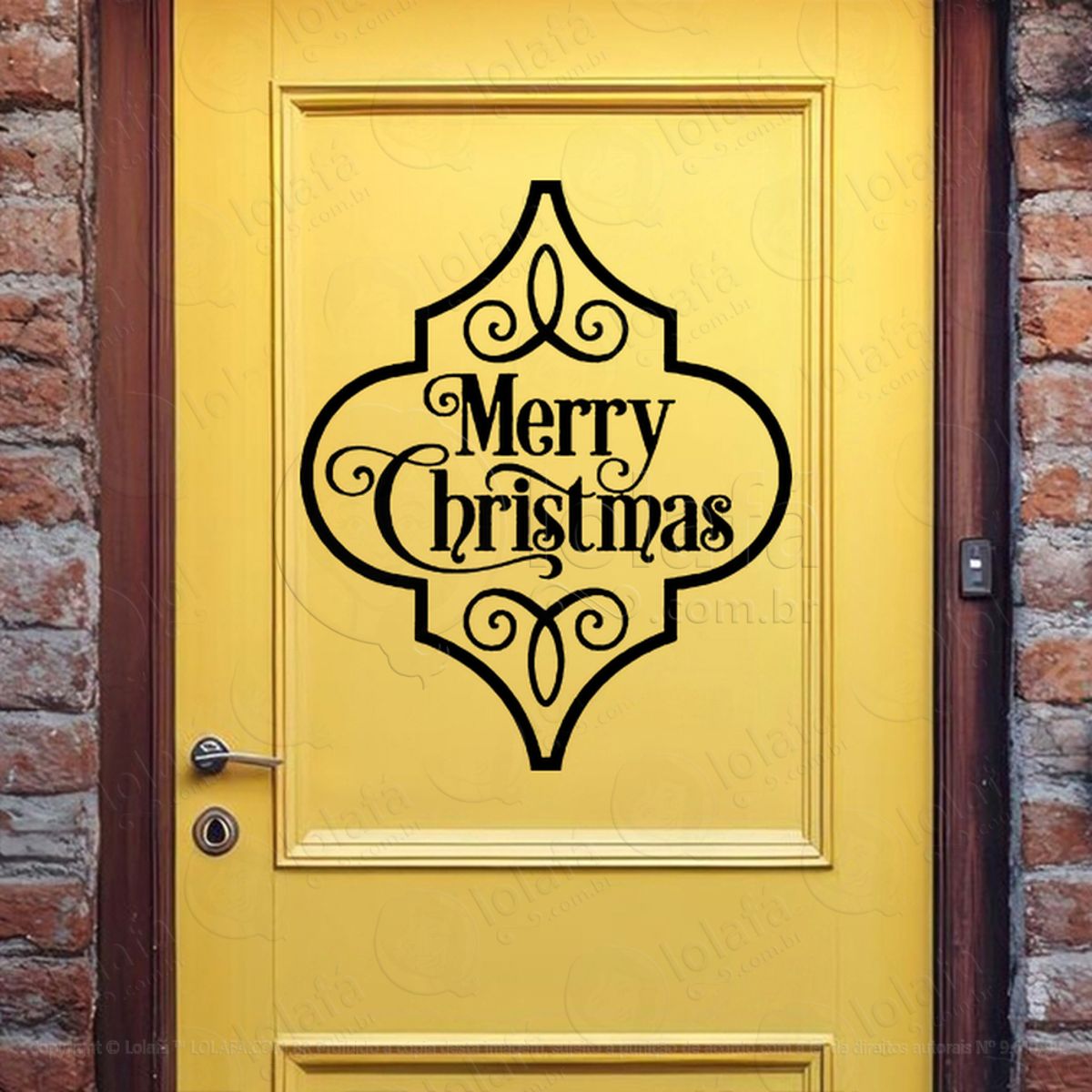Frase Merry Christmas Adesivo de Natal para Vitrine, Parede, Porta - Fácil Remoção Mod:466