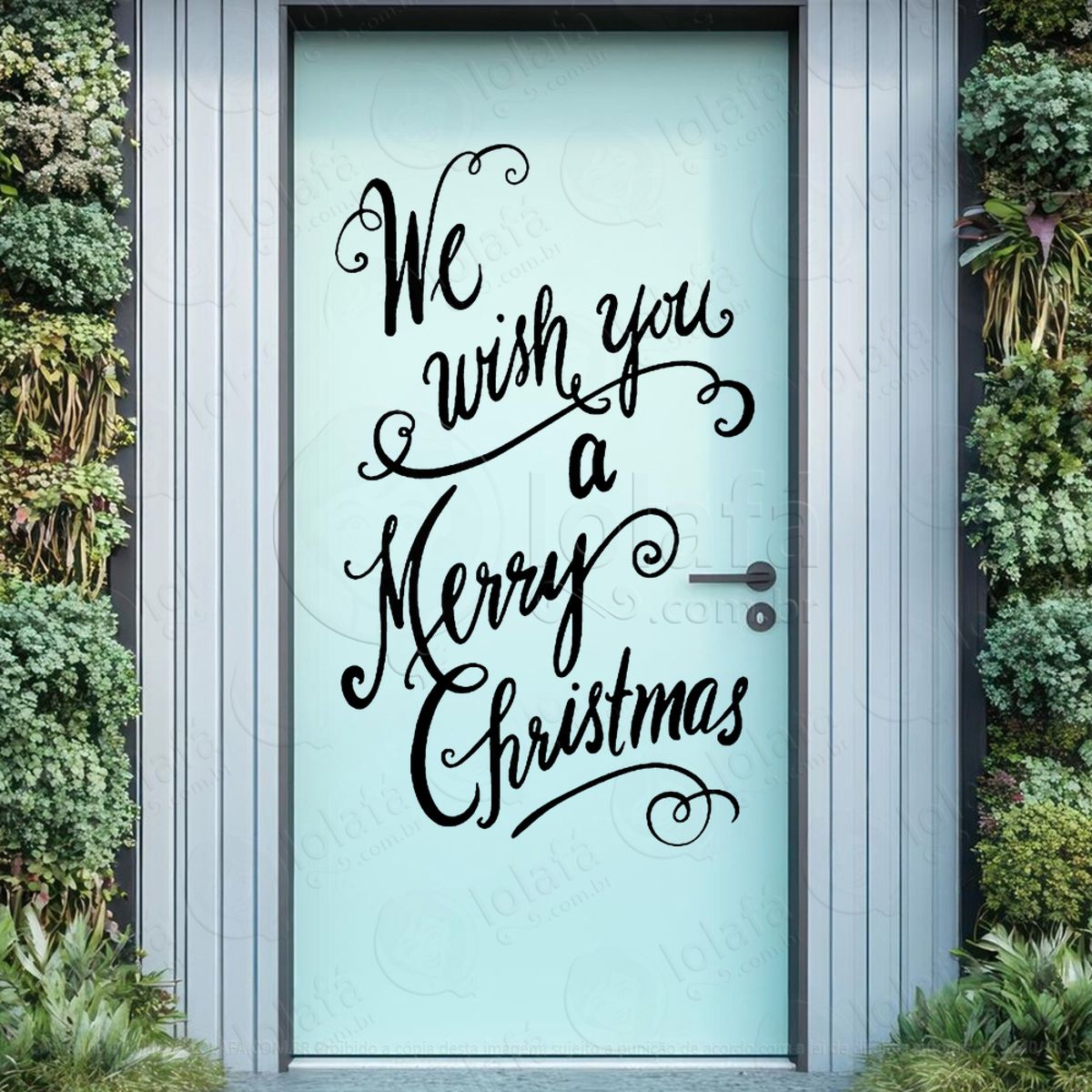 Frase We Wish You a Merry Christmas Adesivo de Natal para Vitrine, Parede, Porta - Fácil Remoção Mod:486