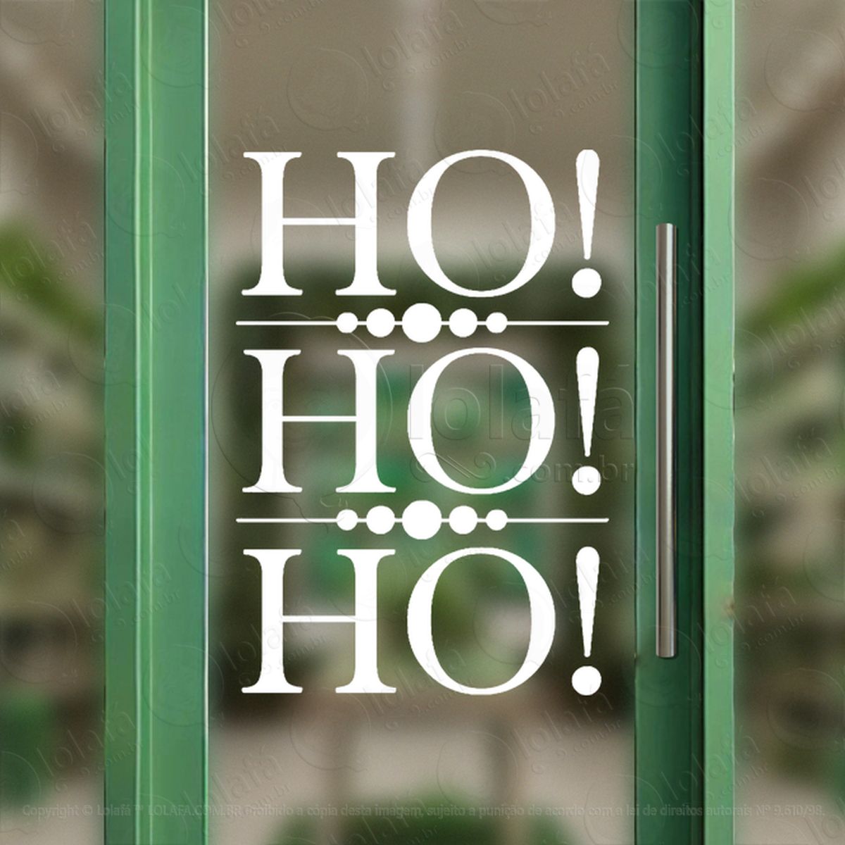 Frase Ho Ho Ho Adesivo de Natal para Vitrine, Parede, Porta - Fácil Remoção Mod:497