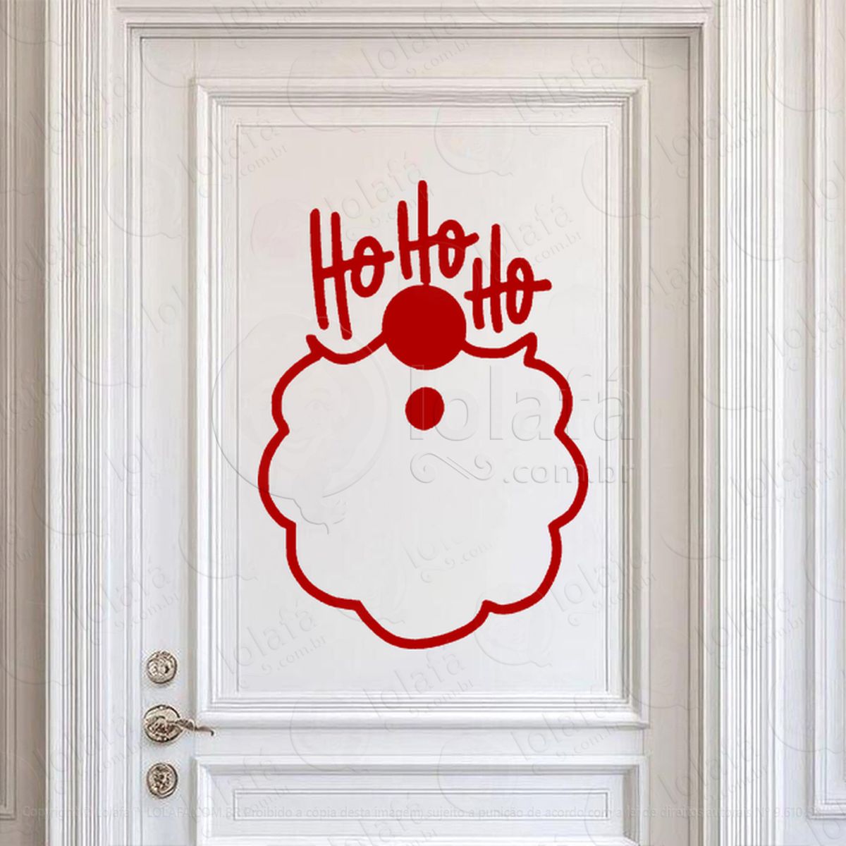 Papai Noel e Frase Ho Ho Ho Adesivo de Natal para Vitrine, Parede, Porta - Fácil Remoção Mod:499