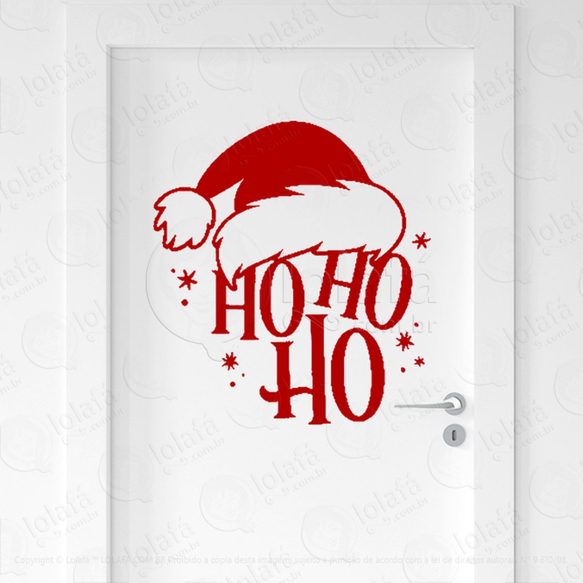Trenó do Papai Noel Frase Ho Ho Ho Adesivo de Natal para Vitrine, Parede, Porta - Fácil Remoção Mod:502