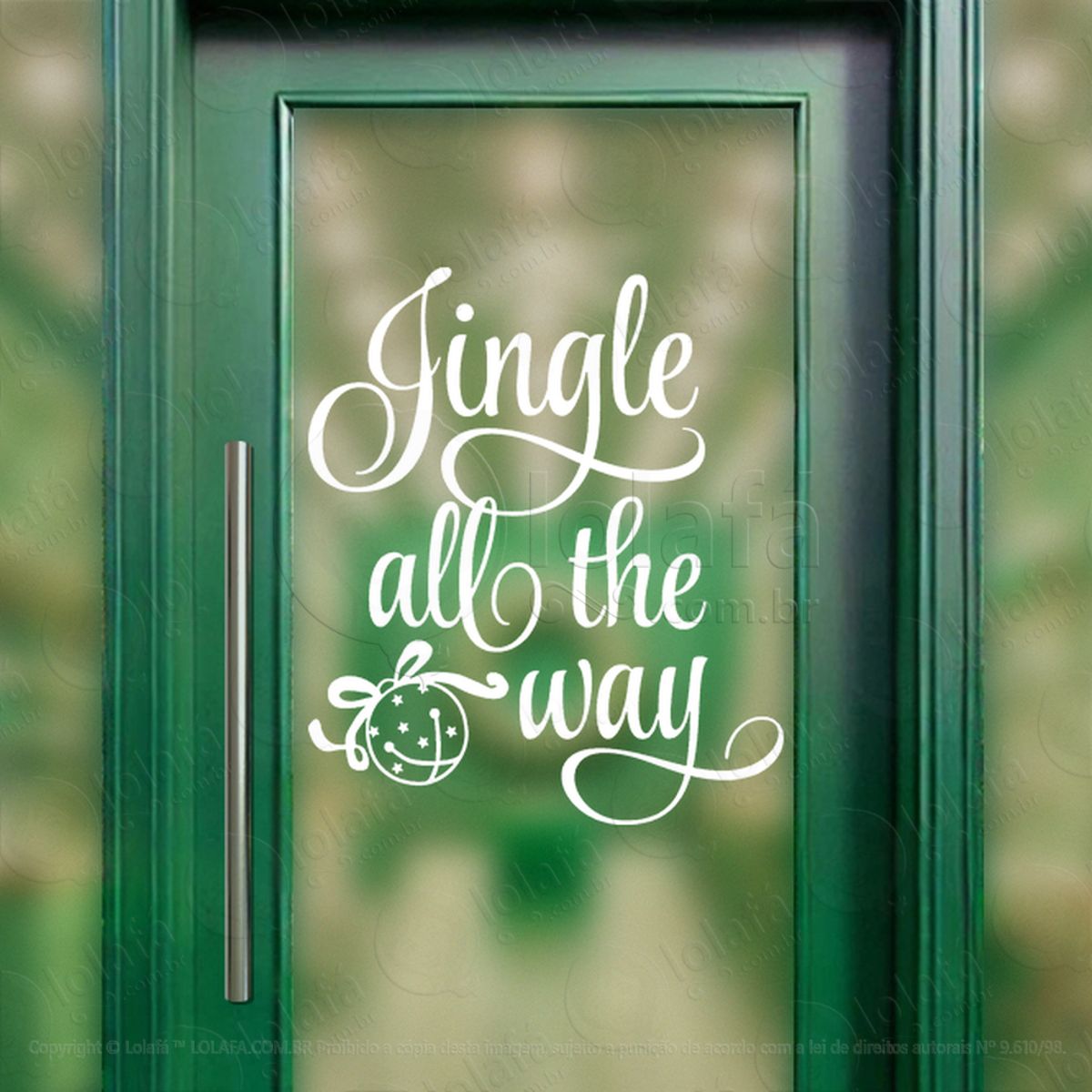 Frase de Natal Jingle All The Way Adesivo de Natal para Vitrine, Parede, Porta - Fácil Remoção Mod:505