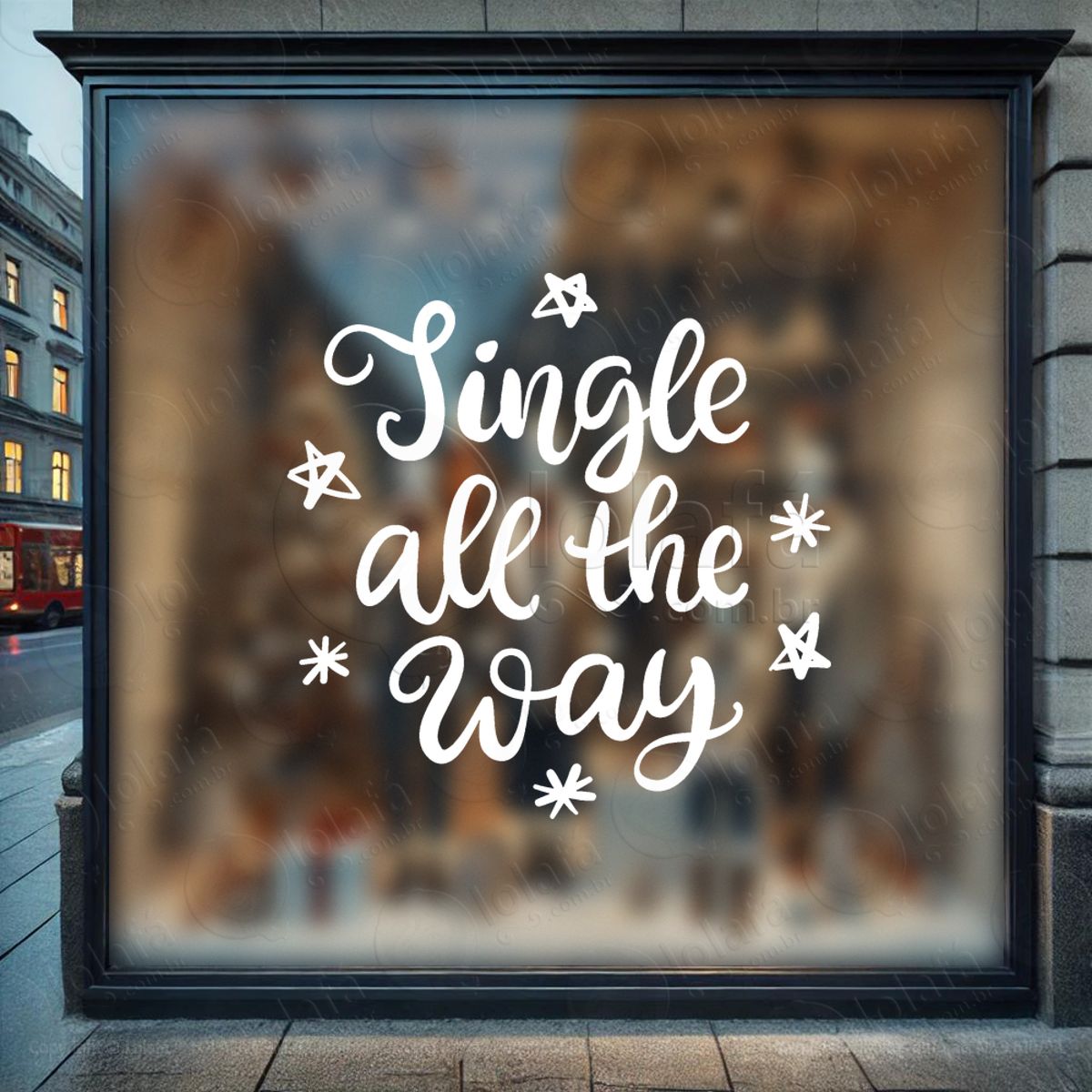 Frase de Natal Jingle All The Way Adesivo de Natal para Vitrine, Parede, Porta - Fácil Remoção Mod:506