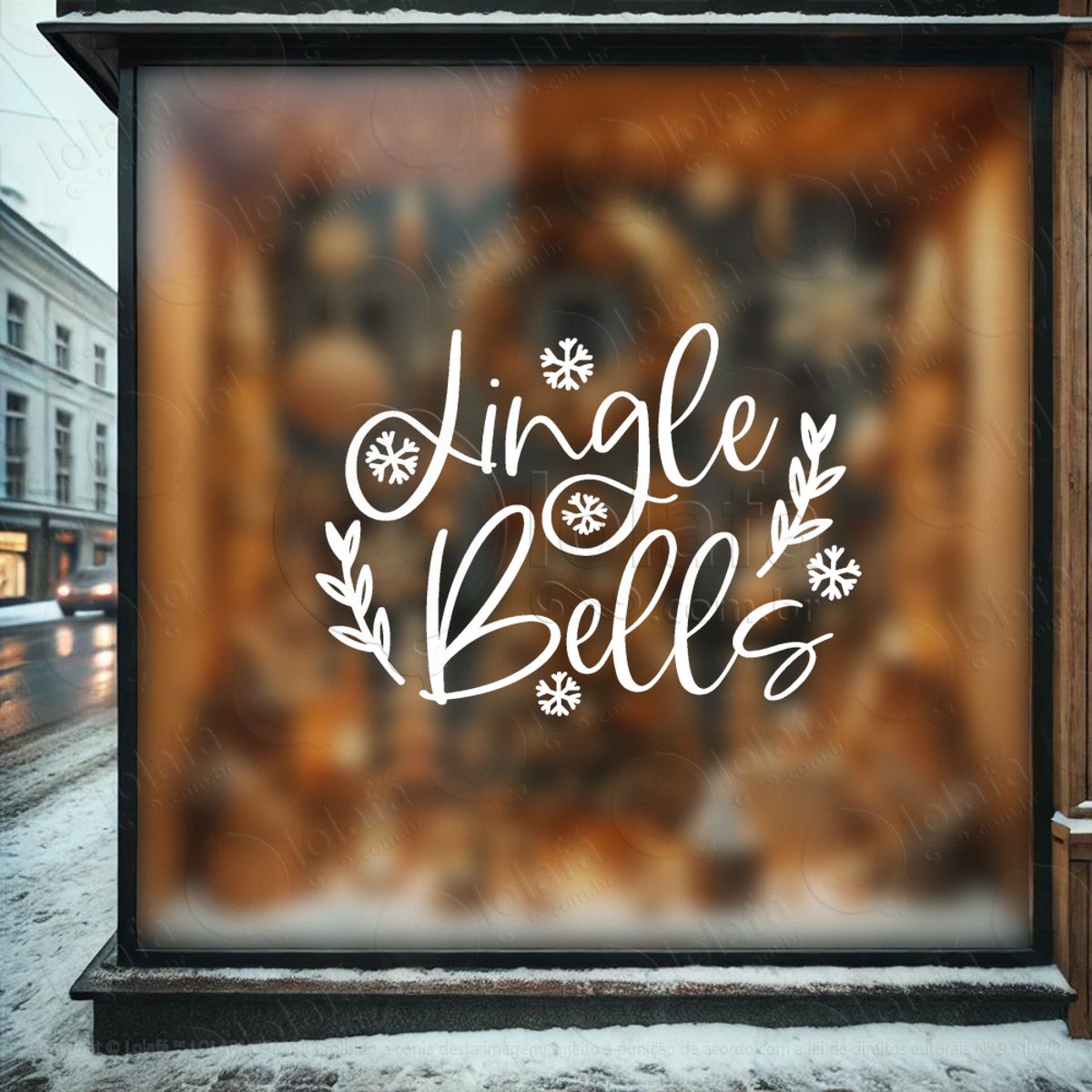 Frase de Natal Jingle Bells Adesivo de Natal para Vitrine, Parede, Porta - Fácil Remoção Mod:509