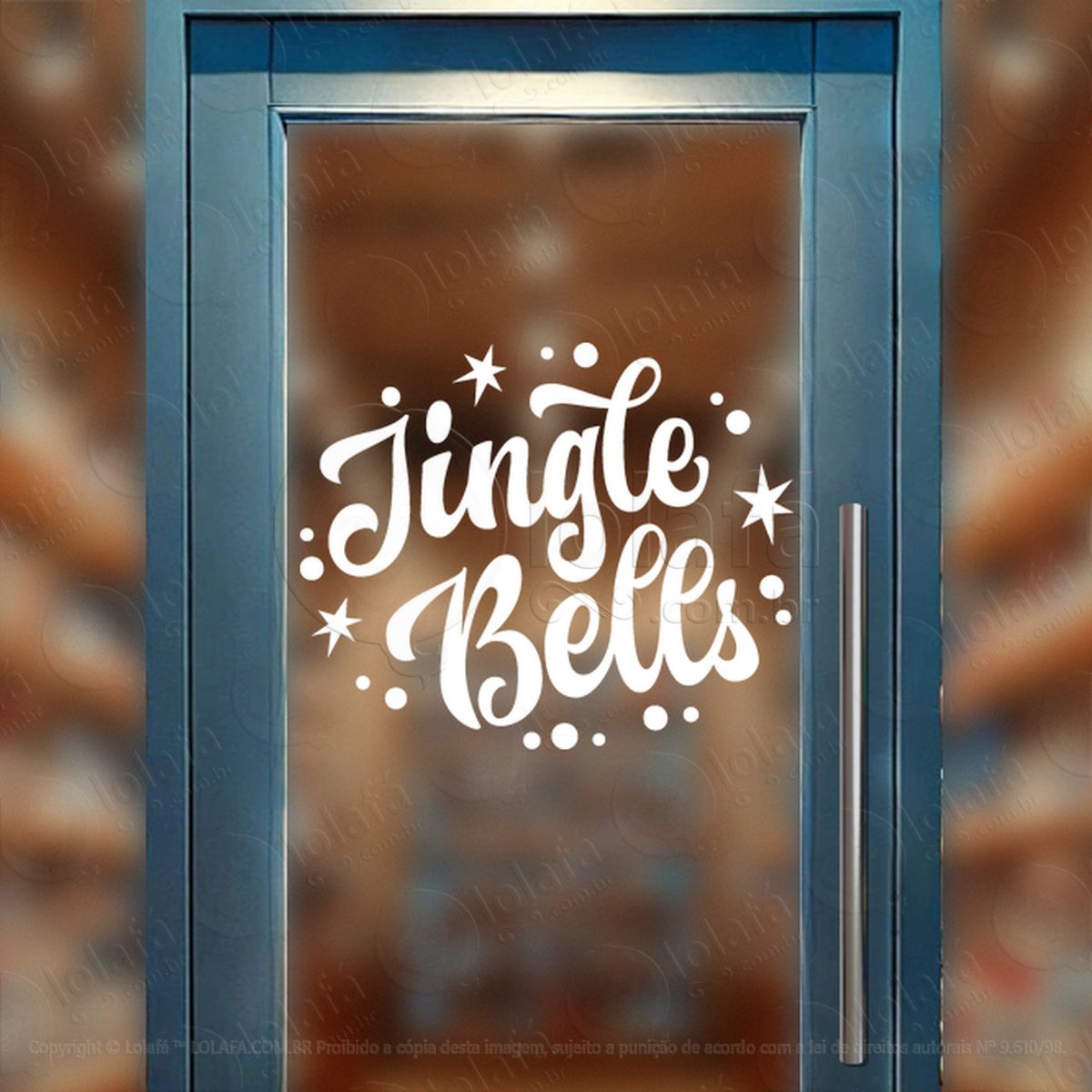 Frase de Natal Jingle Bells Adesivo de Natal para Vitrine, Parede, Porta - Fácil Remoção Mod:510