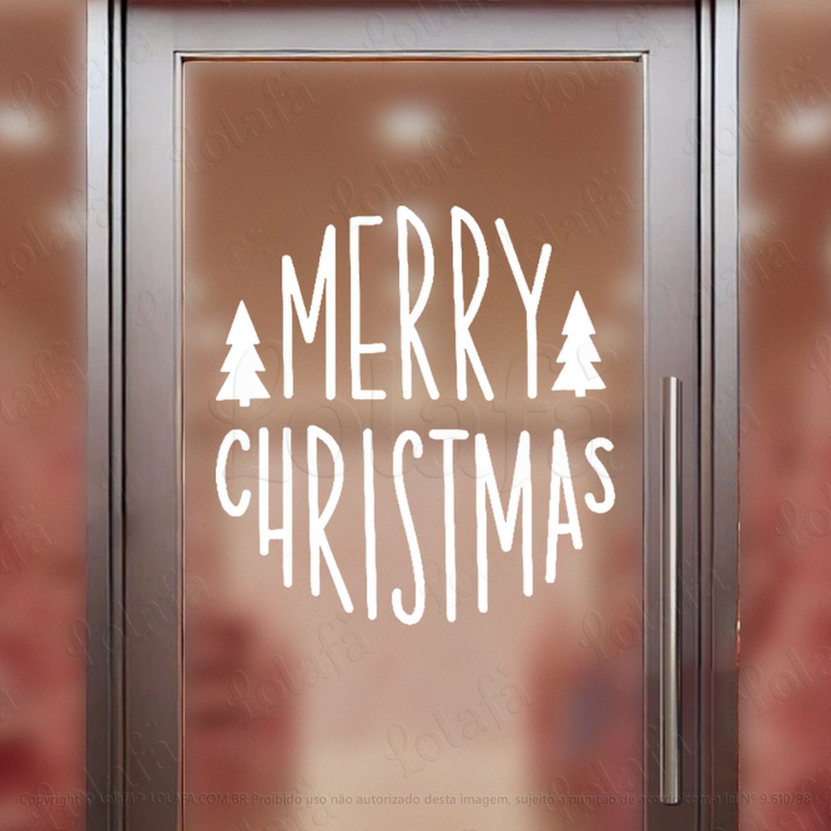 Frase Merry Christmas Adesivo de Natal para Vitrine, Parede, Porta - Fácil Remoção Mod:517