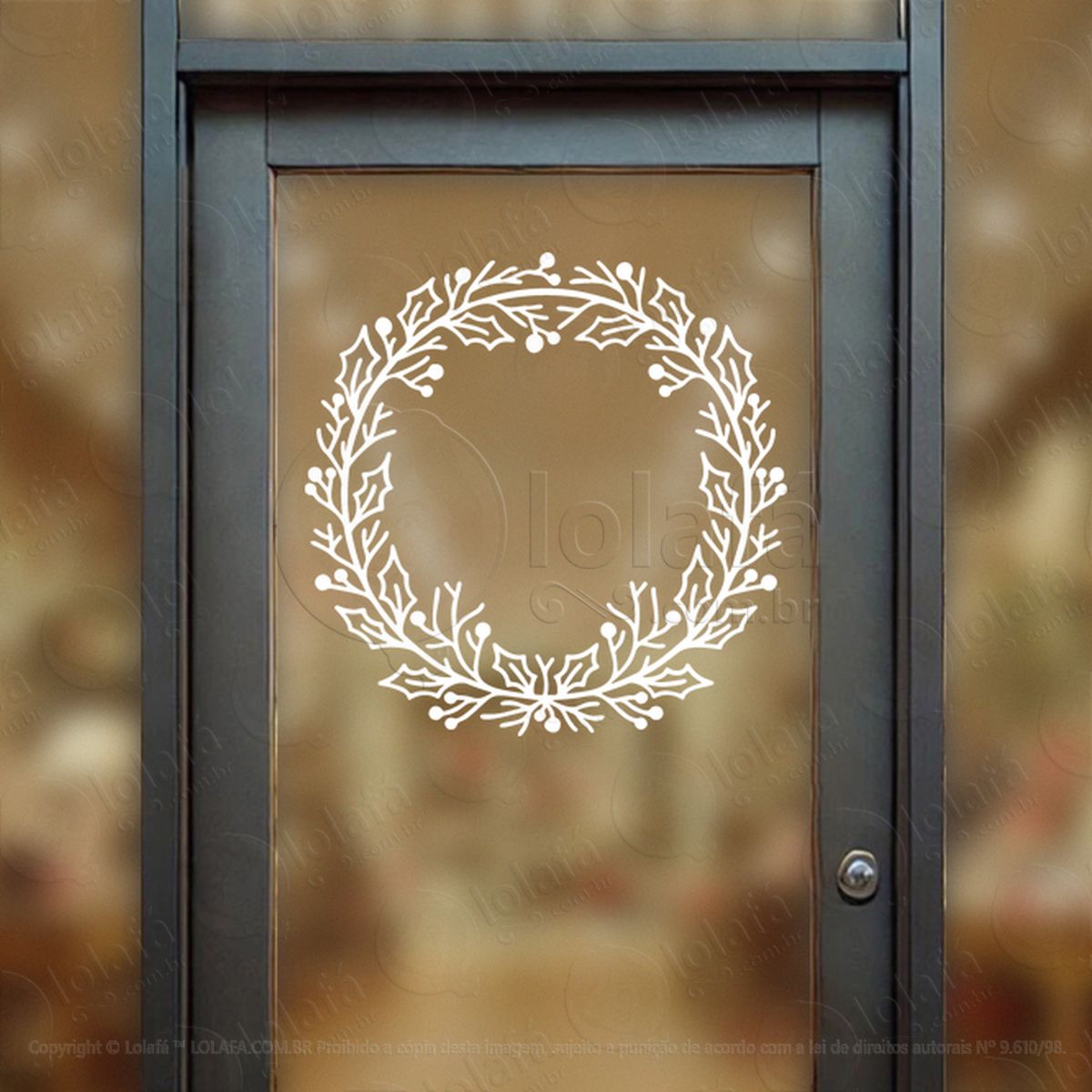 Guirlanda de Natal com Folhas Adesivo de Natal para Vitrine, Parede, Porta - Fácil Remoção Mod:529