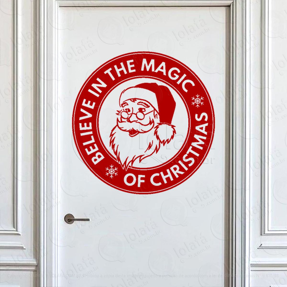 Guirlanda de Natal Noel Believe Adesivo de Natal para Vitrine, Parede, Porta - Fácil Remoção Mod:546