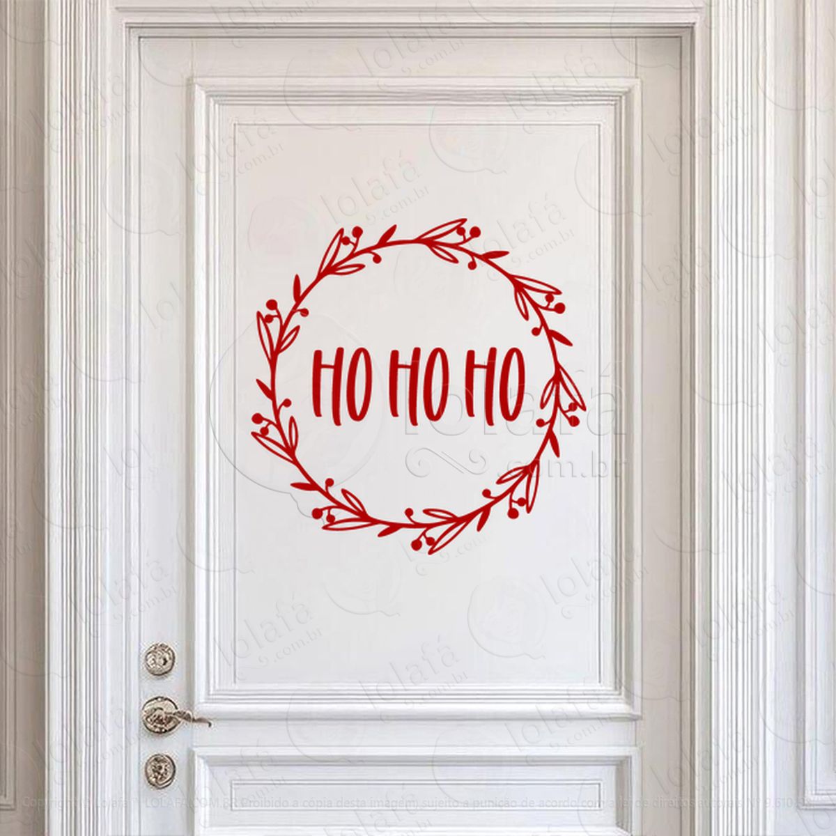 Guirlanda de Natal Folhas Ho Ho Ho Adesivo de Natal para Vitrine, Parede, Porta - Fácil Remoção Mod:548