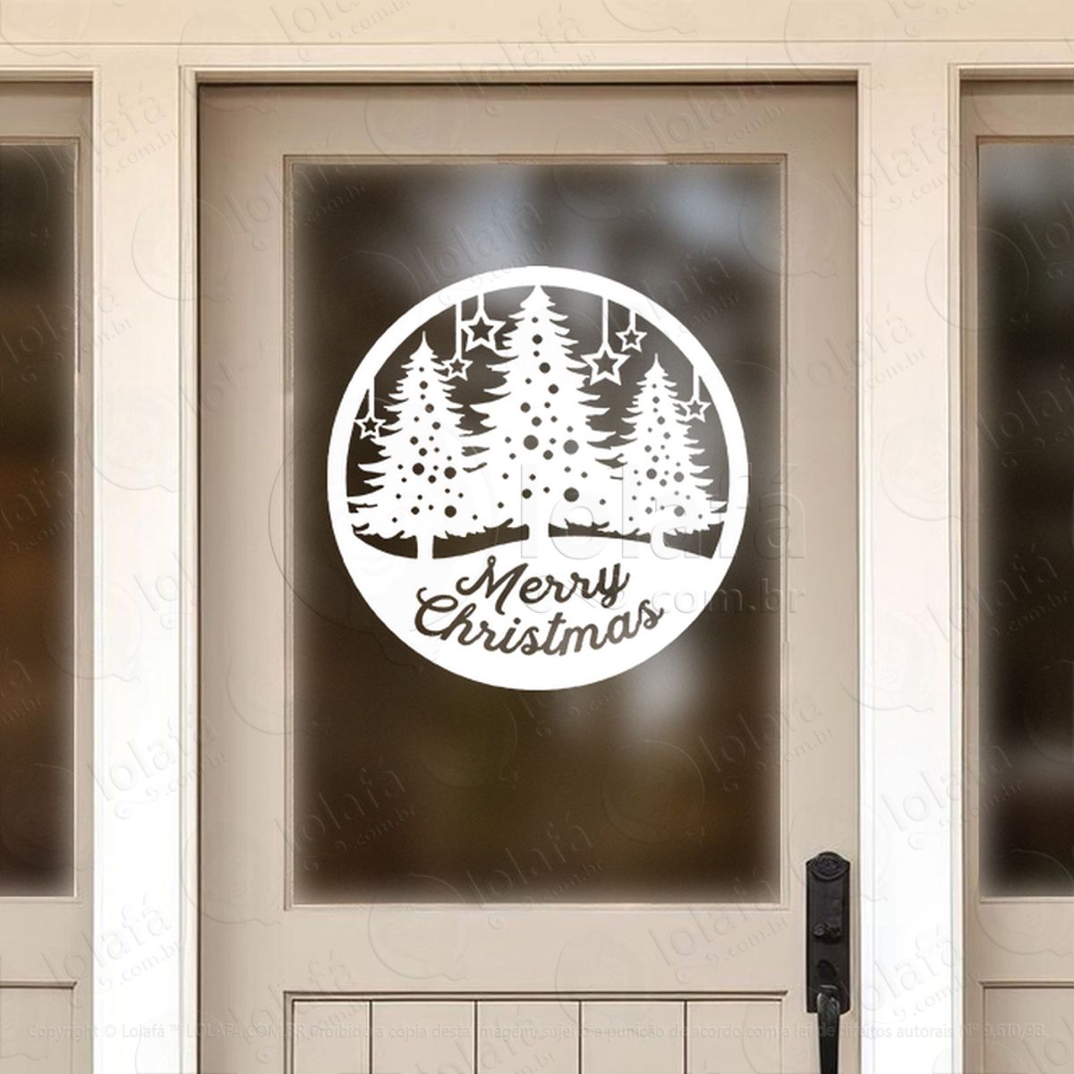 Guirlanda de Natal Merry Christmas Adesivo de Natal para Vitrine, Parede, Porta - Fácil Remoção Mod:551