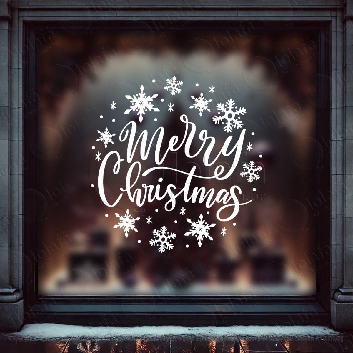 Guirlanda de Natal Merry Christmas Adesivo de Natal para Vitrine, Parede, Porta - Fácil Remoção Mod:552