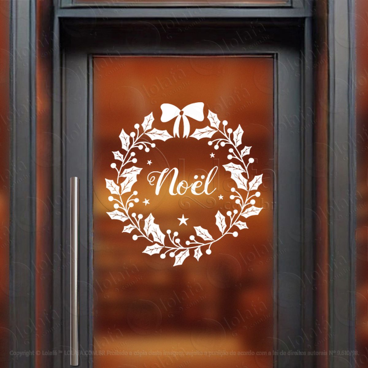 Guirlanda de Natal Folhas Noel Adesivo de Natal para Vitrine, Parede, Porta - Fácil Remoção Mod:559