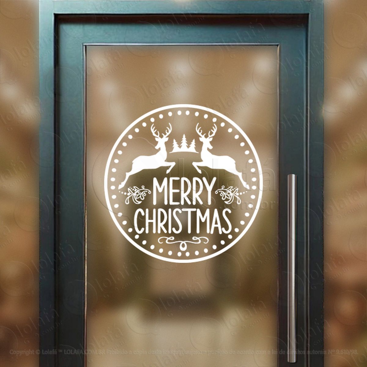 Guirlanda de Natal Merry Christmas Adesivo de Natal para Vitrine, Parede, Porta - Fácil Remoção Mod:585